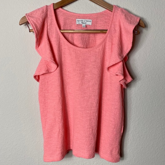 Madewell Texture and Thread Ruffled Sleeve Top, S - Picture 2 of 7